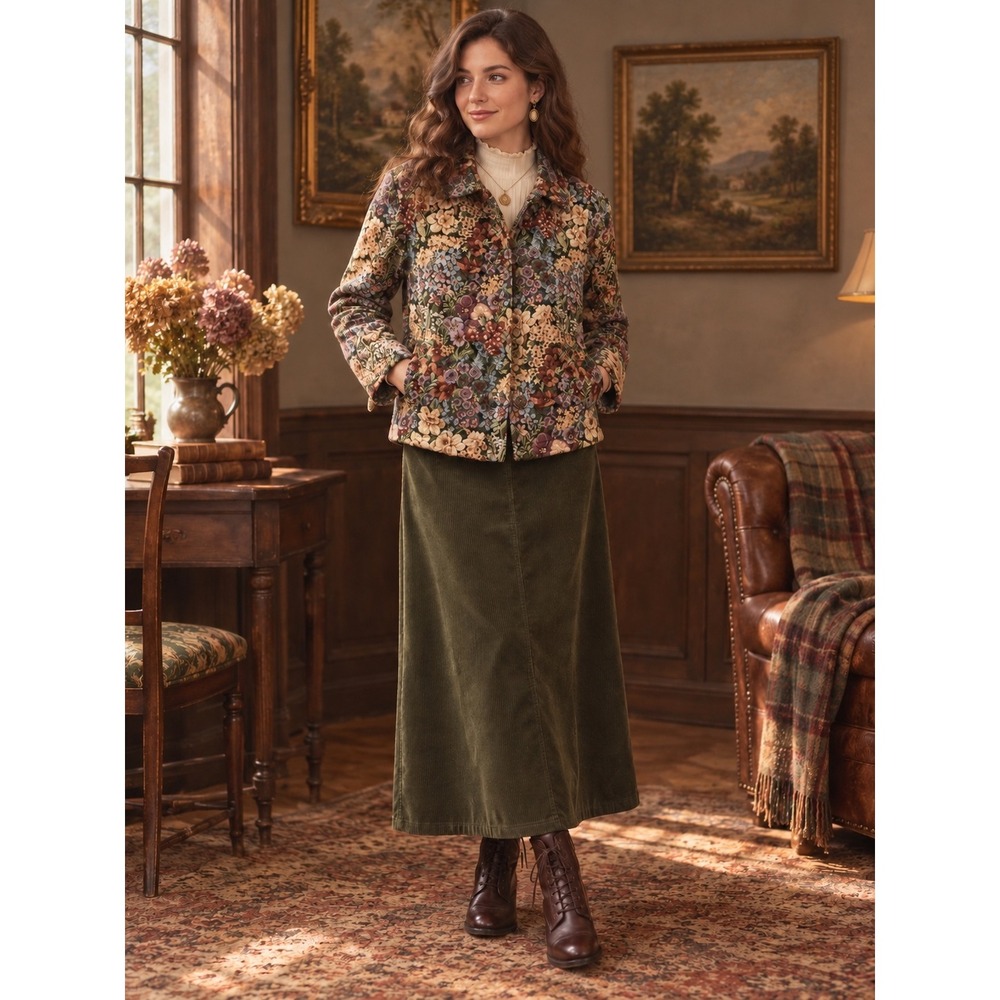 Vintage Drapers & Damons Petites Floral Tapestry Jacket Button Front PL